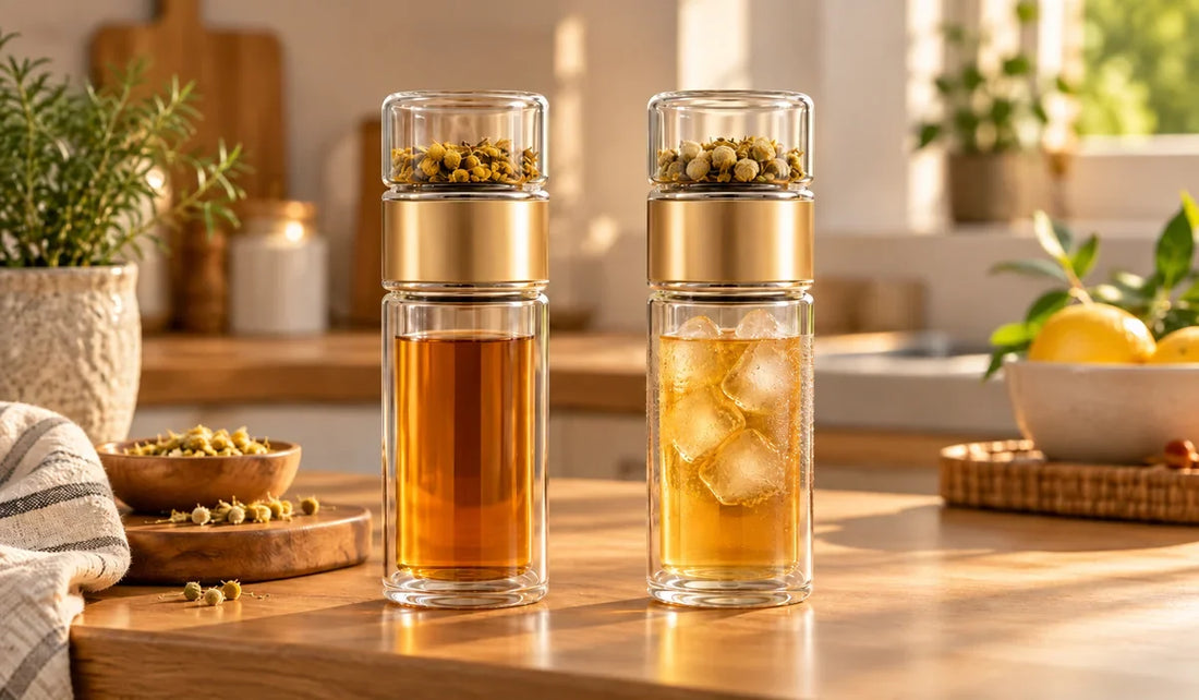 Bouteille infuseur à thé en version thé chaud et thé glacé