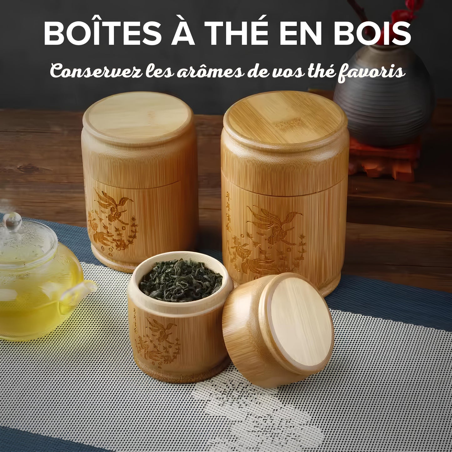 Boîtes à thé en bambou