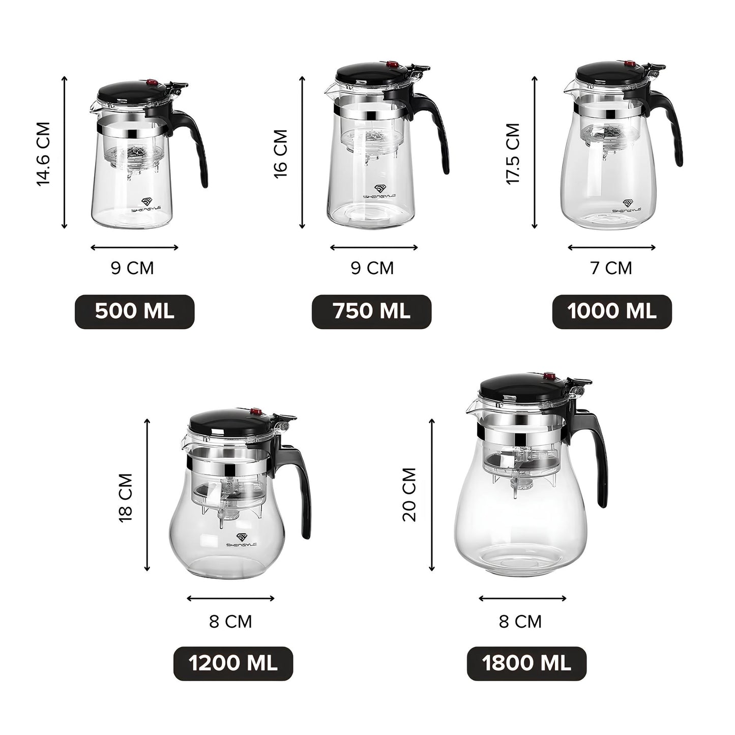 Théière en verre à poussoir